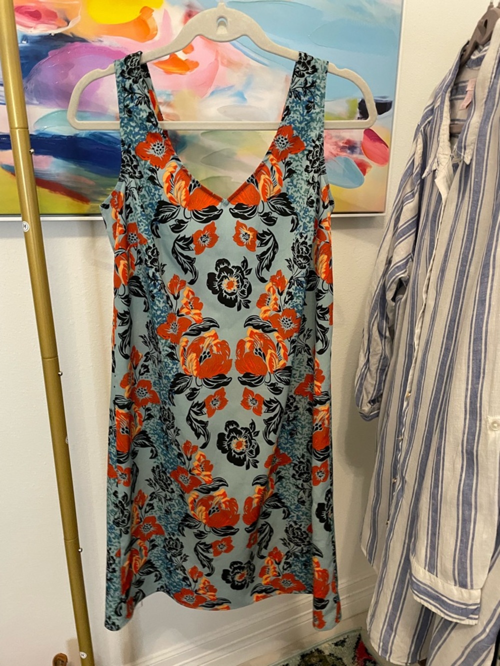 Floral Slip Aqua summer dress date party shower vacation Small